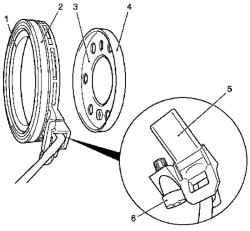 Схема подсоединения датчика и кодирующего устройства к заднему сальнику коленчатого вала